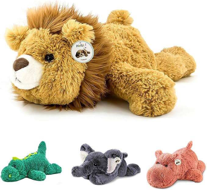 16" | 2 Pounds Yellow Lion Weighted Stuffed Animals,Sensory Comfort Plush Throw Pillow Toy,Kawaii Plushies Hugging Toy Gifts for Kids & Adults (Lion, 16 inch 2 Pounds)