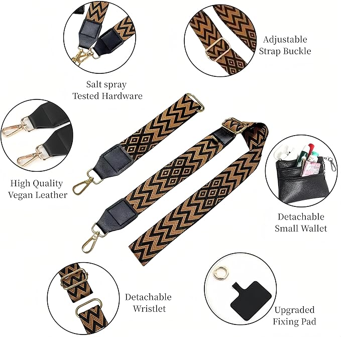 Crossbody Body Phone Holder for Women, New Phone Strap with Zippered Pouch, Adjustable Crossbody Strap (Coffee)
