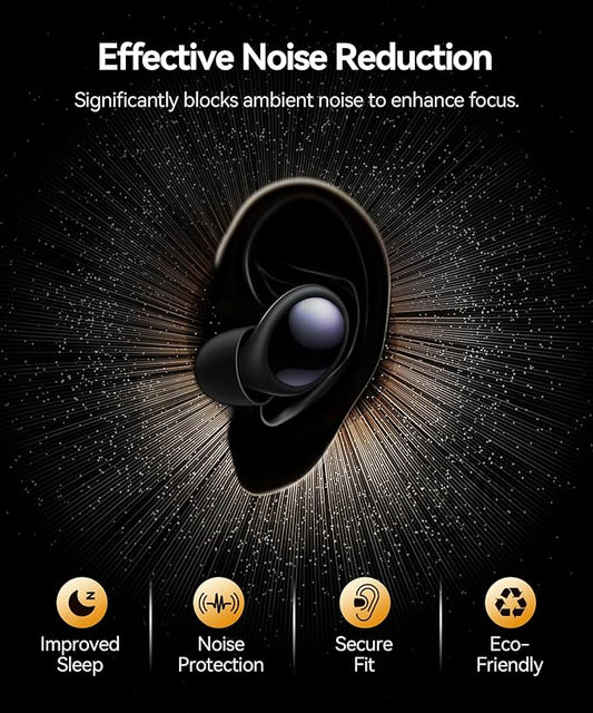 Ear Plugs for Sleeping 45dB Noise Cancelling Ear Plugs for Noise Reduction & Snoring, Concerts, Earplugs for Sleep, Sider Sleepers Airplane, Silicone Earplugs Reusable Concert Ear Plug +8Tip Obsidian
