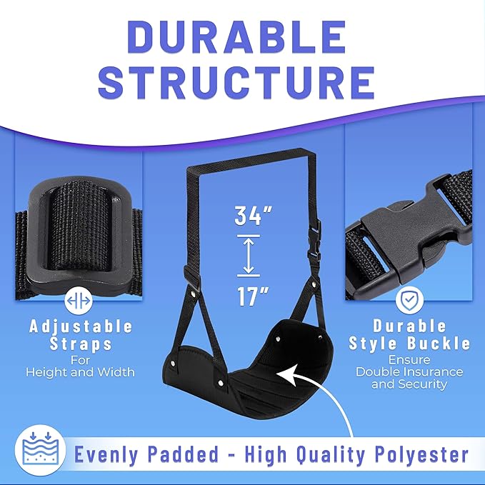 Airplane Footrest (4 Pack), Perfect Foot Hammock for Airplane Travel or Office - Relax Your Feet