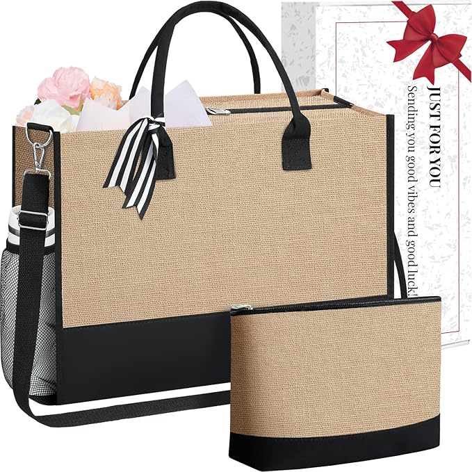 BAGAIL Initial Tote Bag, Personalized Birthday Gifts for Women, Teacher, Friends, Mom, Wedding, Monogrammed Beach Bag