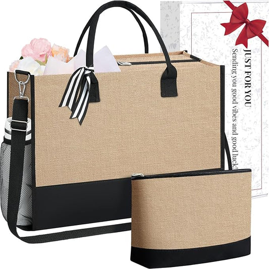 BAGAIL Initial Tote Bag, Personalized Birthday Gifts for Women, Teacher, Friends, Mom, Wedding, Monogrammed Beach Bag