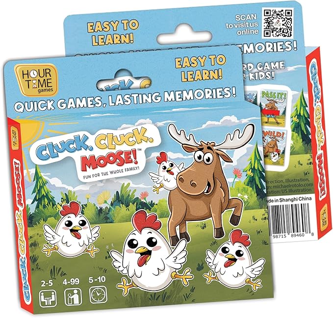 Hour Time Games Cluck Cluck Moose – Hilarious Animal-Themed Card Game for a Fun Family Game Night, Family Games for Kids & Families, Reunion Gift Ideas, Stocking Stuffer & Goodie Bag Gift for Ages 4+
