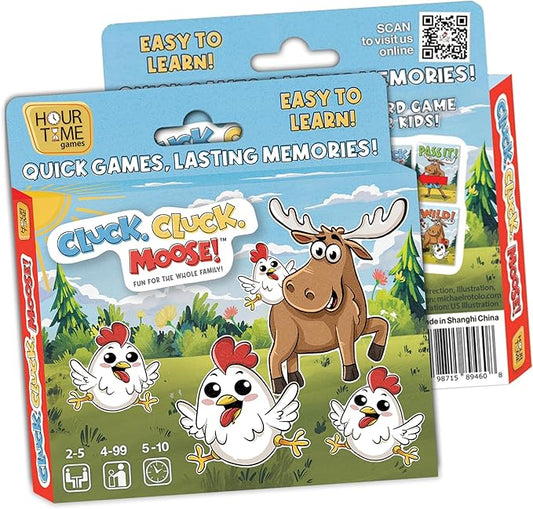 Hour Time Games Cluck Cluck Moose – Hilarious Animal-Themed Card Game for a Fun Family Game Night, Family Games for Kids & Families, Reunion Gift Ideas, Stocking Stuffer & Goodie Bag Gift for Ages 4+