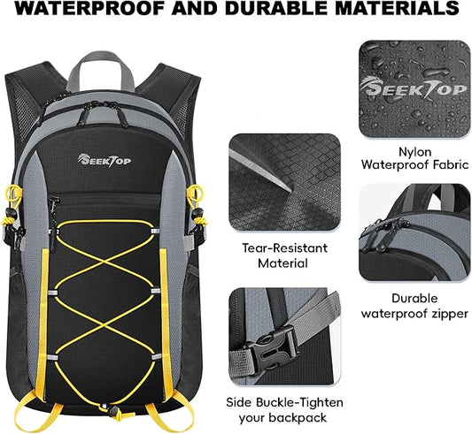 Seektop 20L Foldable Waterproof Hiking Backpack, Ultralight Small Lightweight Daypack Packable Backpack for Men Woman