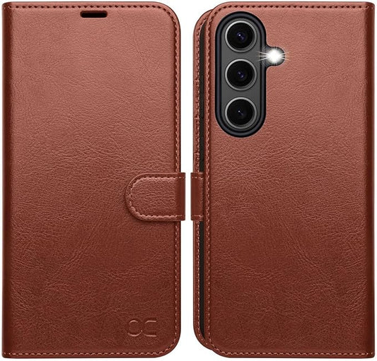OCASE Compatible with Galaxy S25 Plus Wallet Case, PU Leather Flip Folio Case with Card Holders RFID Blocking Kickstand [Shockproof TPU Inner Shell] Protective Phone Cover 6.7 Inch 2025, Dark Brown