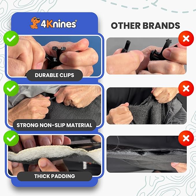 4Knines Hard Bottom Back Seat Extender for Dogs – Waterproof Dog Car Seat Cover – Heavy Duty Backseat Protector for Cars, SUVs, Trucks – Built-in EZ Open Door Protector (Patent Pending) Black, XLarge