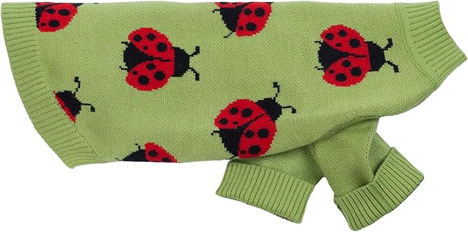 Fitwarm Ladybug Dog Sweater, Warm Dog Winter Clothes for Small Dogs Boy Girl, Pet Outfit, Green, Red, Black, Large
