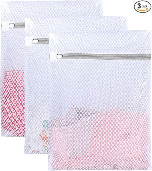 Mesh Laundry Bag - 3 Pack Durable and Reusable Wash Bag Travel Organization Bag for Garment, Bath Towels, Bed Sheet (11Inch x 16Inch) by YMHB