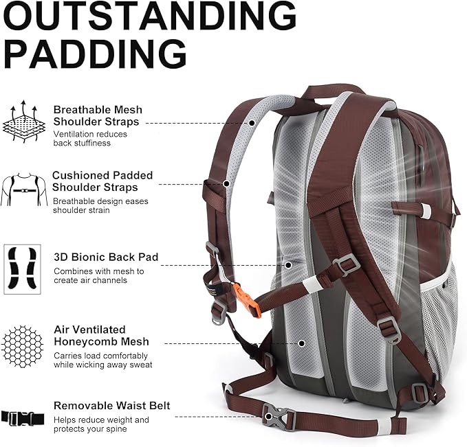 MOUNTAINTOP 25L/40L Hiking Backpack,Lightweight Travel Backpack for Men Women Outdoor Backpacking, Camping