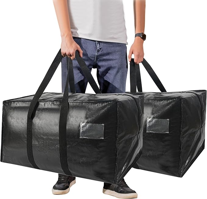 Heavy Duty Extra Large Moving Bags,176 Gallon Jumbo Packing Bags,Huge Moving Storage Bags with Strong Zippers & Carrying Handles,Reusable Big Moving Storage Bags for College Dorm Travel 2Pack