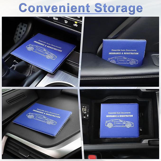 UYYE Car Registration and Insurance Card Holder, Vehicle Glove Box Car Organizer, Interior Car Accessories for Documents, Cards, License - 2 Pack