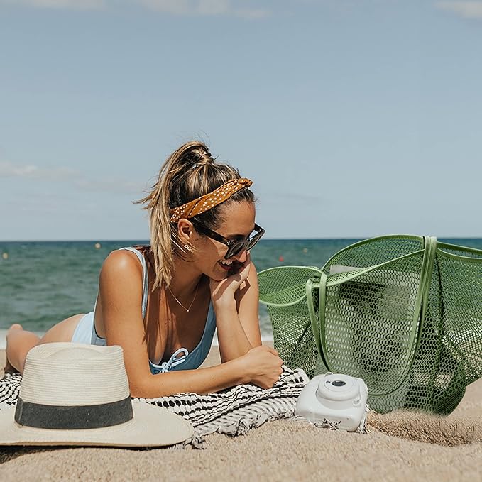 KALIDI BeachNylon Mesh Tote Bag, Casual Tote Bag Hobo Women Foldable MAX 23L Shoulder Bag For Beach Picnic Vacation