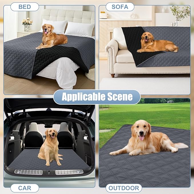 Smiry Waterproof Dog Bed Cover Pet Blanket, Soft Washable Dog Blanket for Furniture Bed Couch Sofa Reversible, Checkered (30"x80", Dark Grey/Black)