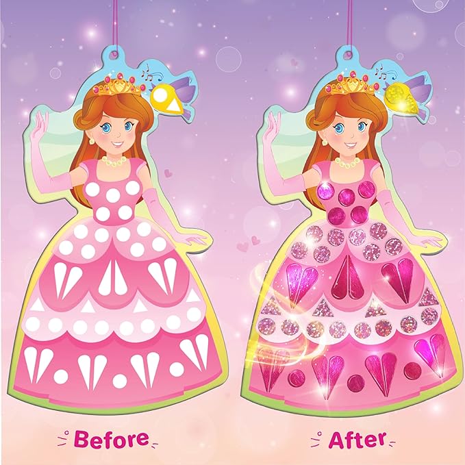 Imagimake Mirror Mosaic Princess & Unicorn Kids Art Set | DIY Craft Kit | Foil Stickers for Kids | Travel Toys | Christmas Activities for Girls 3-5-8 | Christmas Gift Ideas for Girls Ages 3,4,5,6,7,8