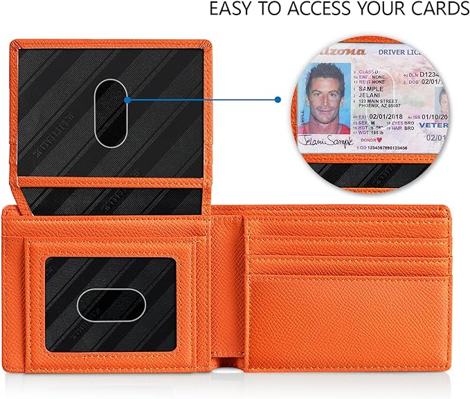 RUNBOX Wallet for Men Slim Rfid Leather 2 ID Window With Gift Box