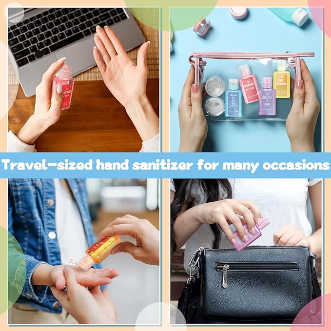 Frienda 24 Pcs Inspirational Hand Sanitizers Bulk Employee Appreciation Gifts Travel Size Scented Hand Sanitizers 1 oz Mint Watermelon Assorted Scents for Women Men Adults Christmas Stocking Stuffers