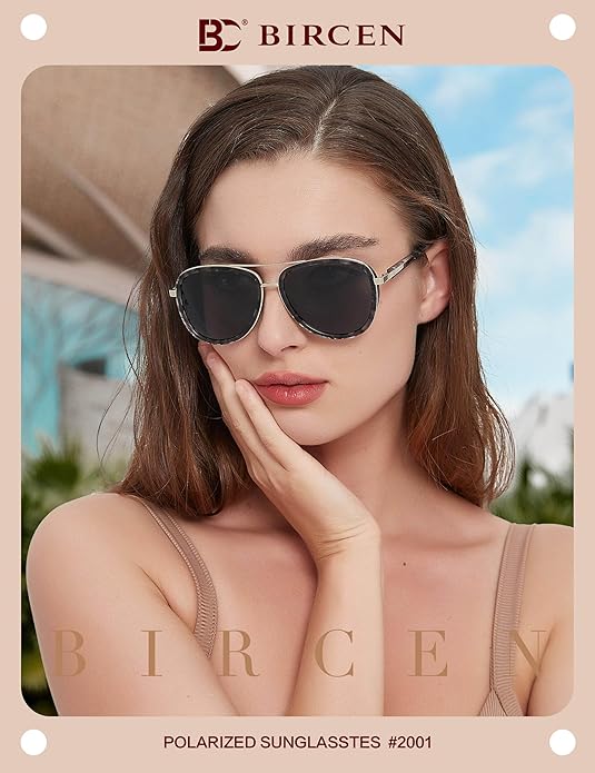 BIRCEN Polarized Sunglasses for Women UV - Protection Womens Retro Mirrored Shades with Acetate Frame BC2001