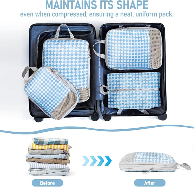 4-Piece Packing Cube Set - Lightweight Luggage Organizers for Travel, Vacation and Suitcases - Durable Accessories with Compression