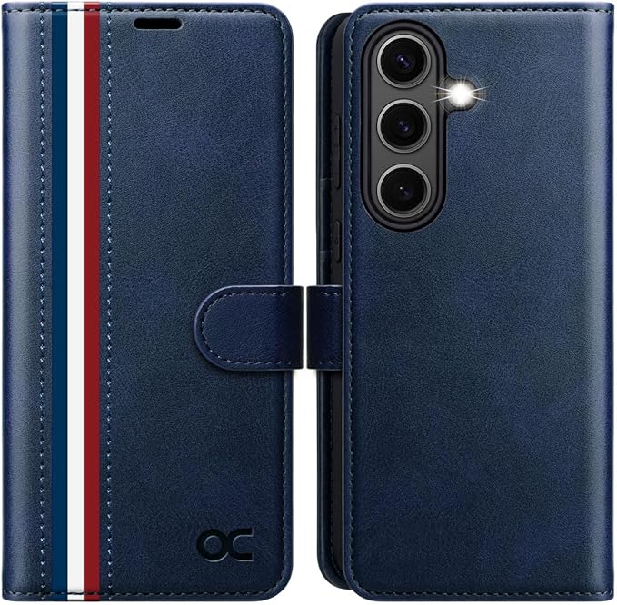 OCASE Compatible with Galaxy S25 Plus Wallet Case, PU Leather Flip Folio Case with Card Holders RFID Blocking Kickstand [Shockproof TPU Inner Shell] Protective Phone Cover 6.7 Inch 2025, Spliced Blue