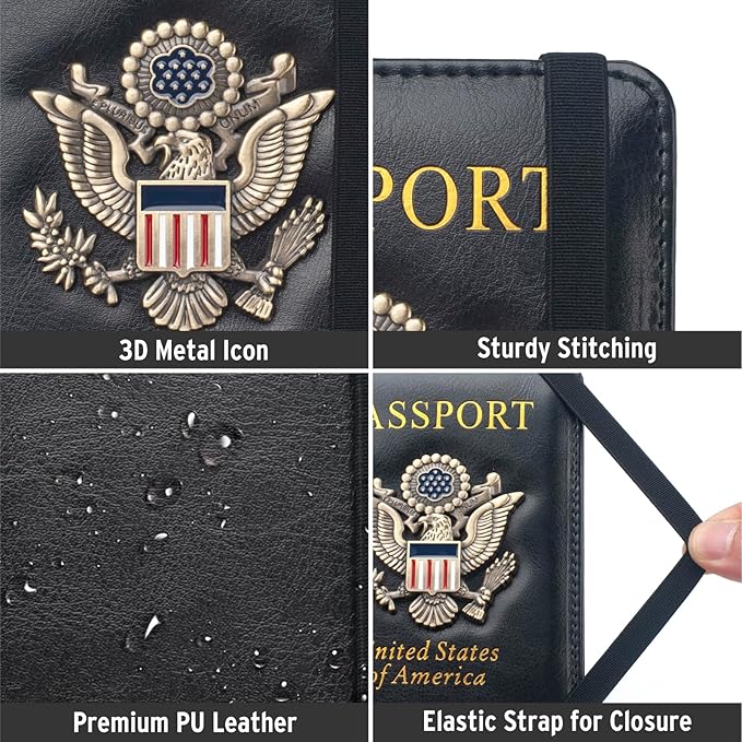 Coowayze Passport Holder Cover for Women Men, Leather US Passport Wallet Case with Vaccine Card Slot for Travel, RFID Passport Book Cover Travel Document Organizer Carrier