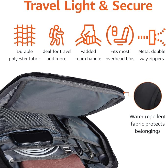 Amazon Basics Travel Laptop Backpack for 17 in / 43.1 cm Laptop, Black