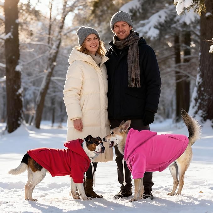BAOBICUTE Dog Basic Hoodie Soft Dog Clothes Cold Weather Sweaters for Medium Large Dogs Cozy Fabric Warm Sweatshirt with Leash Hole (Rose Pink, XL (Back: 24.8",Chest: 33.86", Neck: 25.2"))
