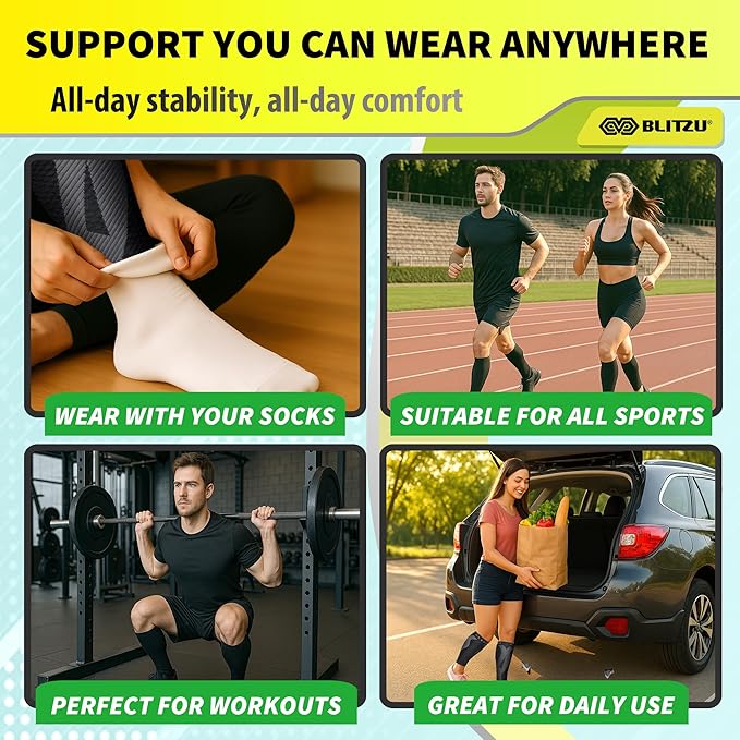 BLITZU Calf Compression Sleeve for Men & Women Footless Compression Socks Support Runners Leg Sleeve Shin Splints Pain Relief