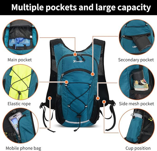 DOJUNS Hiking Backpack Lightweight Travel Backpack 20L Waterproof Hiking Daypacks Camping Backpack for Men Women (Lake Blue)