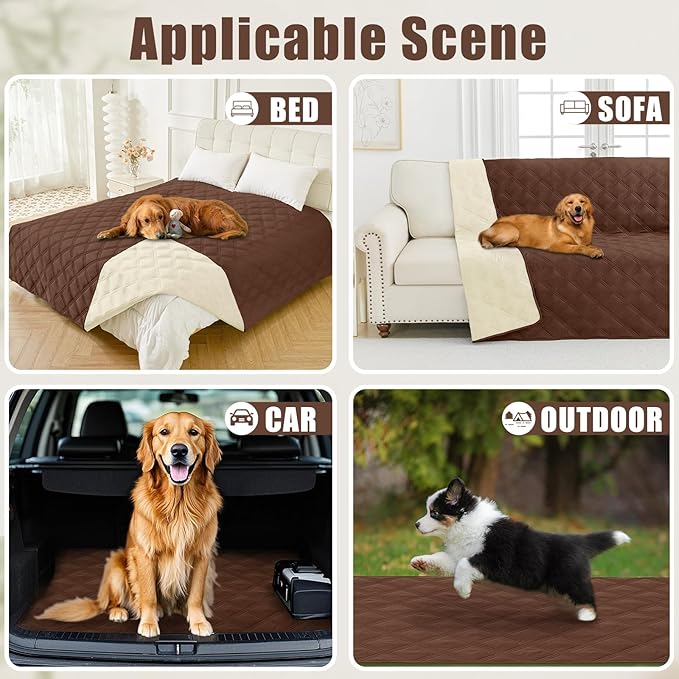 Smiry Waterproof Dog Bed Cover Blanket 40x70, Soft Reversible Pet Blanket, Washable Leakproof Cats Dogs Couch Cover for Sofa, Couch, Furniture, Lattice, Brown/Beige