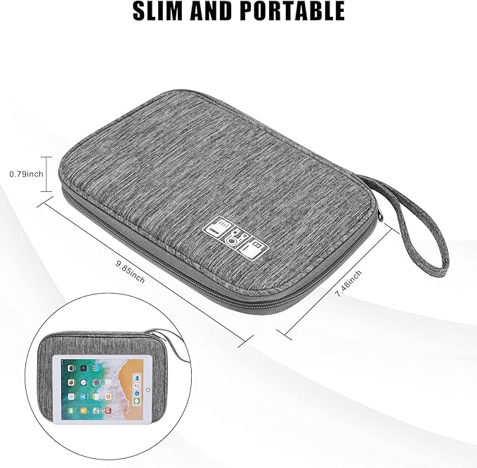 Electronic Organizer Travel Universal Cable Organizer Electronics Accessories Bag for Cable, Charger, Phone, USB, SD Card,1Pack