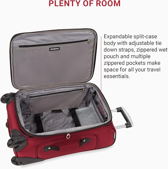 SwissGear Sion Softside Expandable Luggage, Burgundy, Carry-On 21-Inch