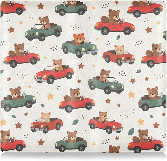 Bolaz Car Bear Car Registration and Insurance Holder Leather Vehicle Document Glove Box Organizer for License Cards Accessories