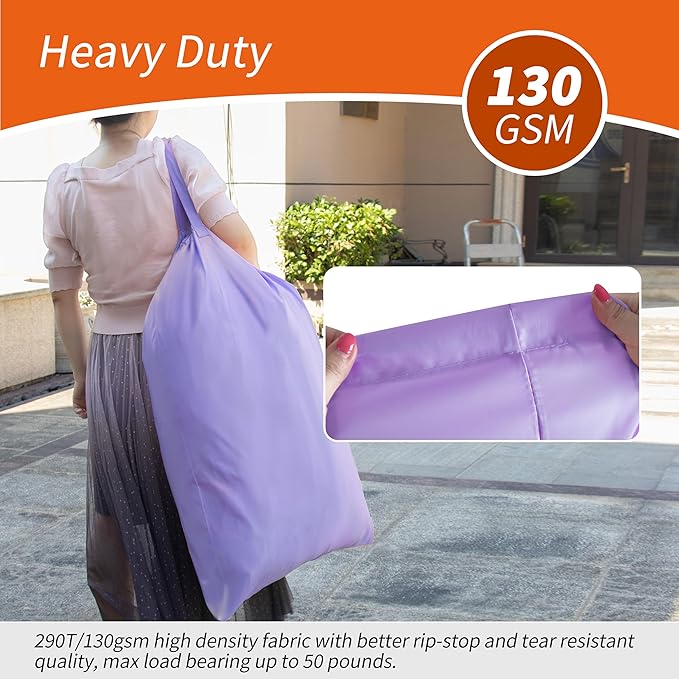 Polecasa Heavy Duty Large Laundry Bag with 130gsm Tear Resistant Fabric and Handles, Easy to Carry Durable Dirty Clothes Drawstring Bag, Perfect for College Dorm, Travel, 28”x36”,Purple