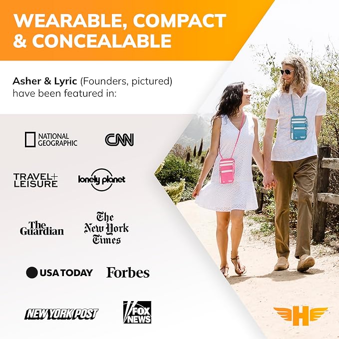 Hero Travel Supply Neck Wallet, RFID Blocking Passport Holder, Easy to Conceal Pouch (Hot Pink)