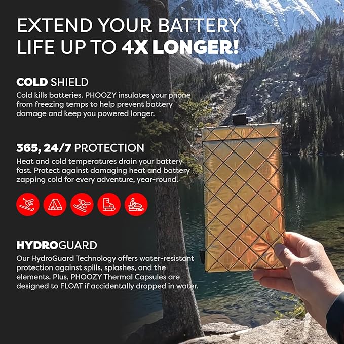 PHOOZY Apollo II Thermal Phone Case Cold Weather Insulated Pouch | Extends Battery Life 4X | NASA Tech Skiing Snowboard Accessories | Military Grade | Large - Gold