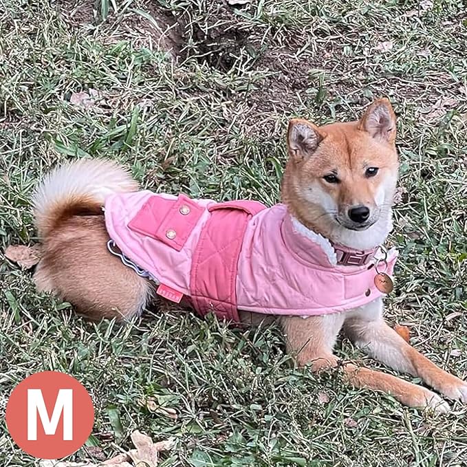 KYEESE Dog Coat Waterproof Dogs Jacket with Fleece Lined Thick Pets Clothes with Pocket Windproof Dog Coats for Small Dogs Warm Pet Winter Puffer Coat with Leash Hole Soft Pet Sweater for Cold Weather