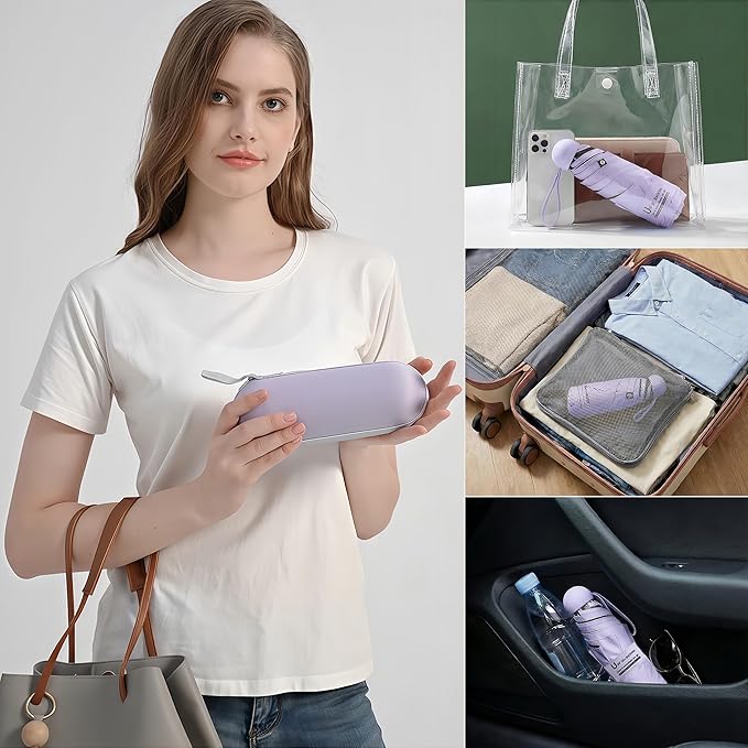 BAODINI Travel Mini Umbrella for Purse With Case Small Compact UV Sun Protection Sun Lightweight Tiny Pocket Manual Open Close Umbrella for Women Kids and Men