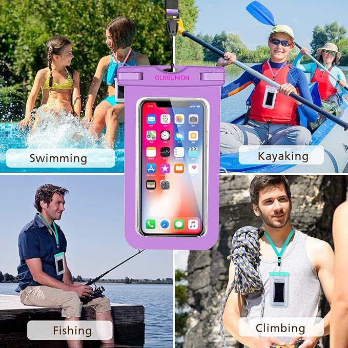 Universal Waterproof Case, 2-Pack IPX8 Waterproof Phone Lanyard Pouch Dry Bag for iPhone 17 16 15 14 13 12 Pro Max Plus Samsung Galaxy S24 S23 Note Google up to 7.5" for Pools Beach Kayaking Travel
