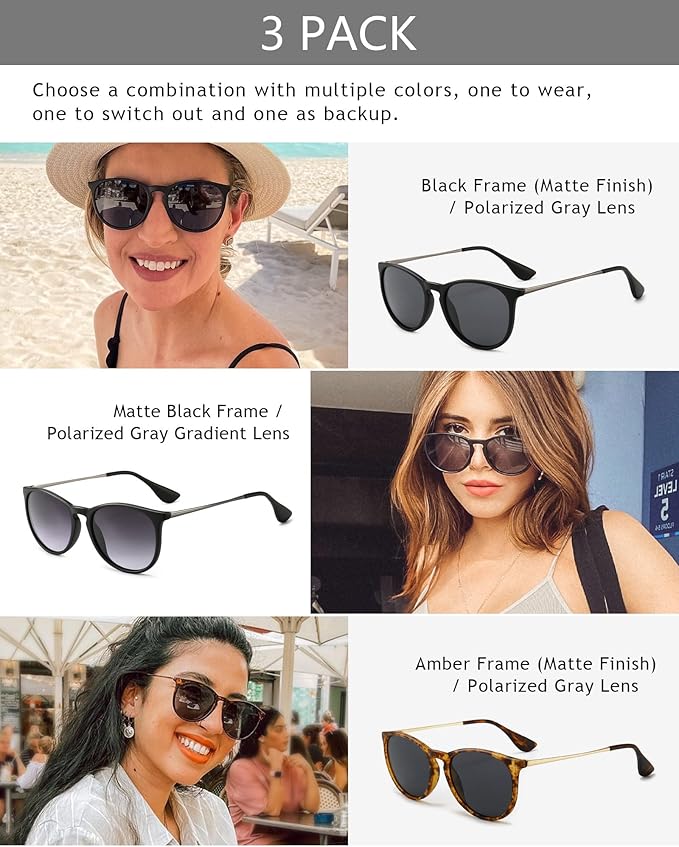SUNGAIT Premium Vintage Round Sunglasses for Women Men Classic Retro Trendy Style