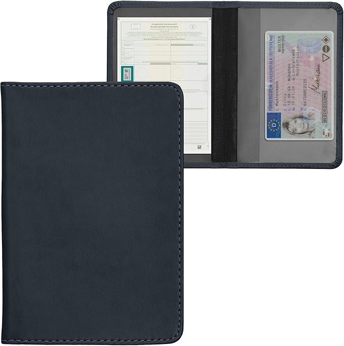 kwmobile Registration and Insurance Holder - Car Document Holder for Vehicle Documents and Cards - PU Leather - Black