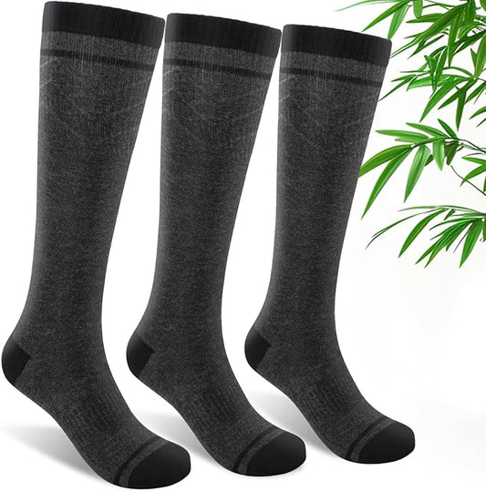 SONORAN Bamboo Viscose Compression Socks for Women & Men (3 Pairs) 15-20 mmHg Knee High Support for Nurses, Travel, Pregnant