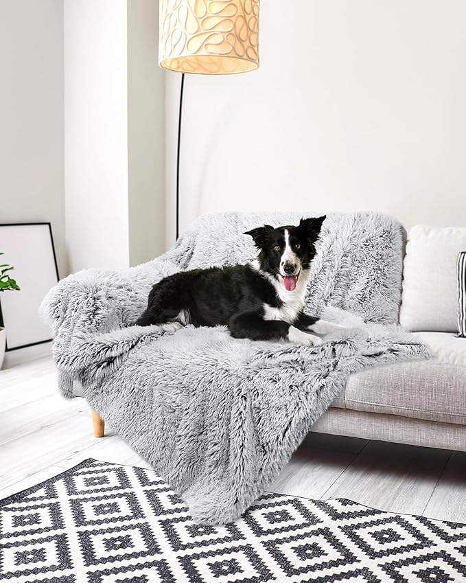 PJYuCien Dog Blanket for Medium Large Dogs, 60"x50" Large Pet Blankets with Reversible Fleece, Washable Calming Pet Throw for Couch/Bed, Grey