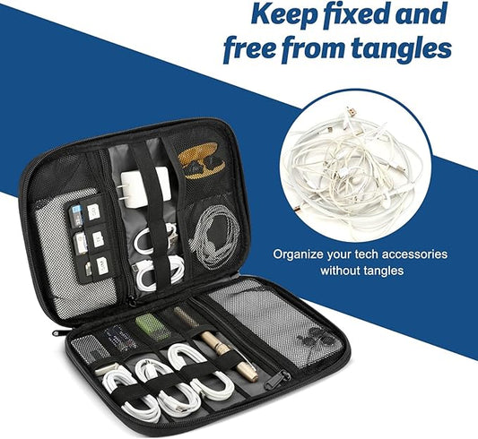 Electronic Organizer Travel Case, All-in-One Portable Cable Organizer Bag for Storage, Cord Organizer Tech Accessories for Cables, Chargers, Power Bank, Flash Drive,SD Card