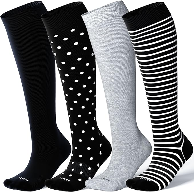LEVSOX Viscose Made from Bamboo Compression Socks for Pregnant Women 20-30 mmHg Knee High Cute Mens Supports Socks for Travel