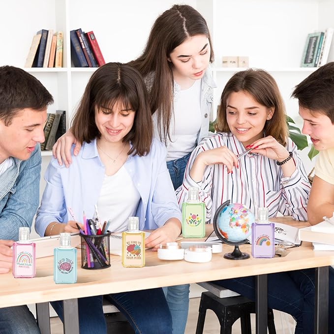 50 Pcs Mental Health Awareness Hand Sanitizer Bulk Inspirational Positive Affirmation Small Hand Sanitizer 1fl oz Travel Size Hand Soap Mental Health Gift for Teachers Team Coworker (Colorful)