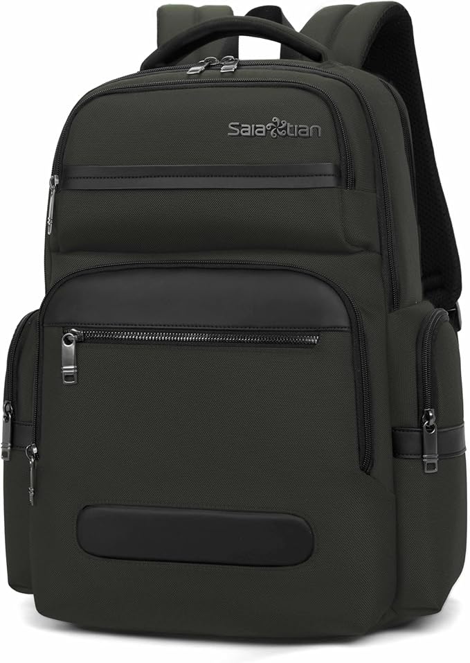 Men's Multilayer Backpack Business Casual Large Capacity Multifunctional Laptop Bag (Grey)