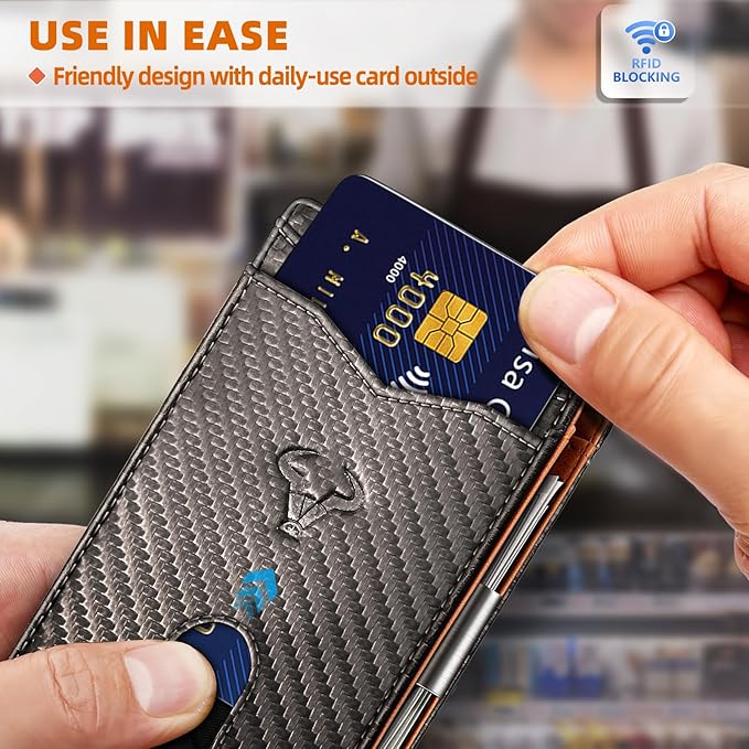 BULLIANT Men Wallet Airtag&Standard Use,Slim Front Pocket Wallet Money Clip for Gifg Men RFID Blocking 11Cards