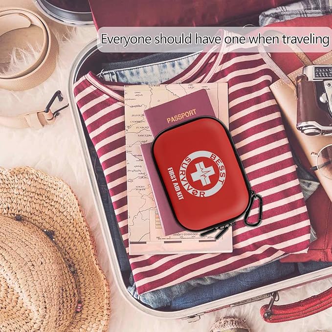 Mini Durable First aid kit -Small Hard Shell Medical Kit for Home, Businesses -Waterproof EVA Emergency First Aid Supplies -Perfect for Boat, Sports, Car, Hiking, First Aid Kit Bag, Survival kit