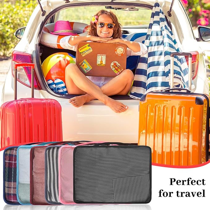 Woanger 24 Pcs Large Packing Cubes High Capacity Luggage Organizers Reusable Mesh Packing Bags for Travel Hiking(Multicolor)